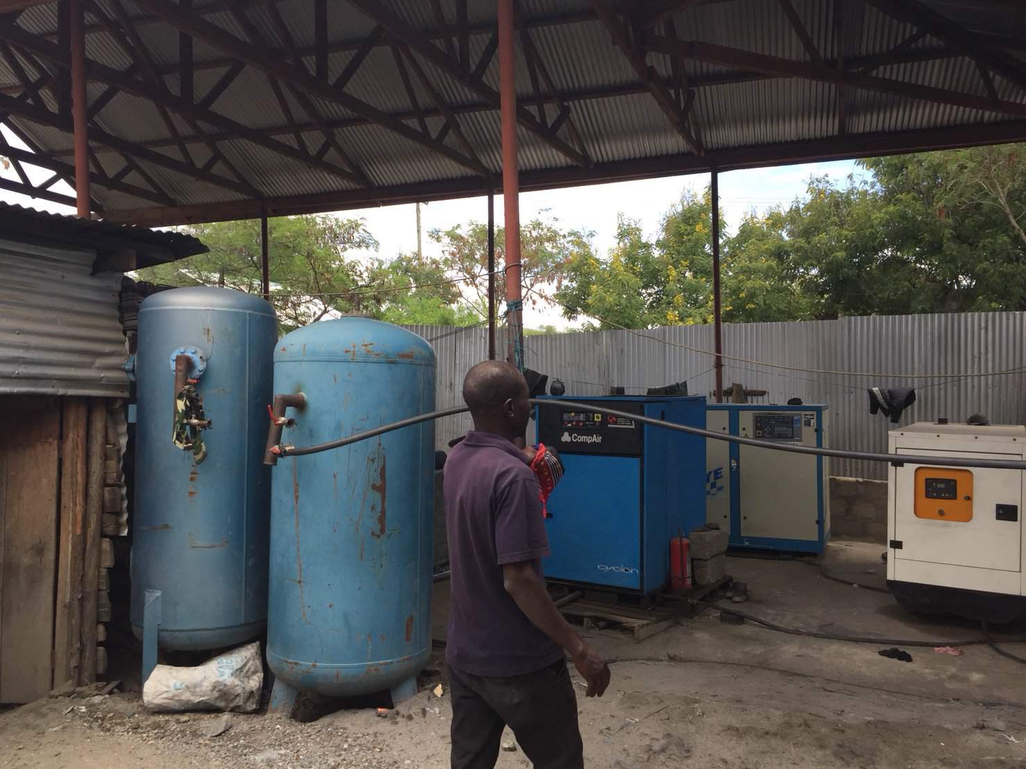 Air compressors to bring air to the miners deep down in heart of Africa.