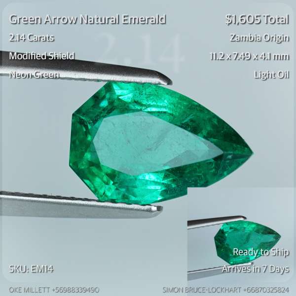 2.14CT Neon Green Emerald