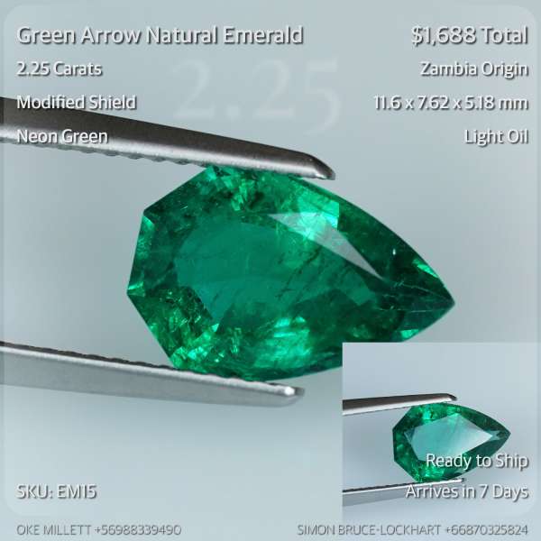 2.25CT Neon Green Emerald