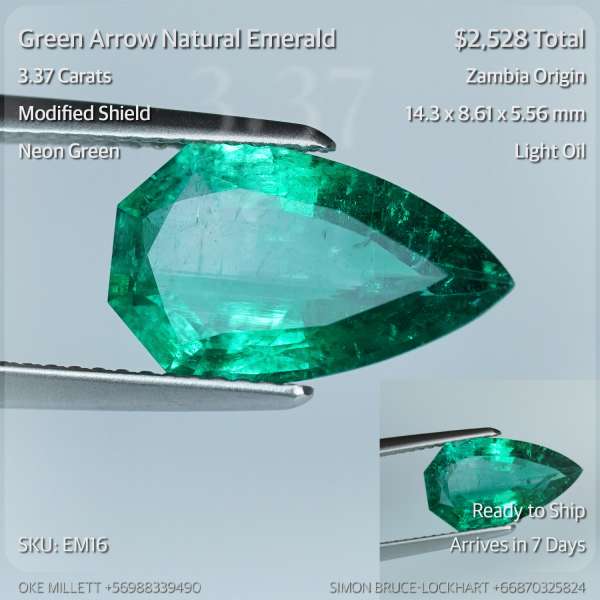 3.37CT Neon Green Emerald