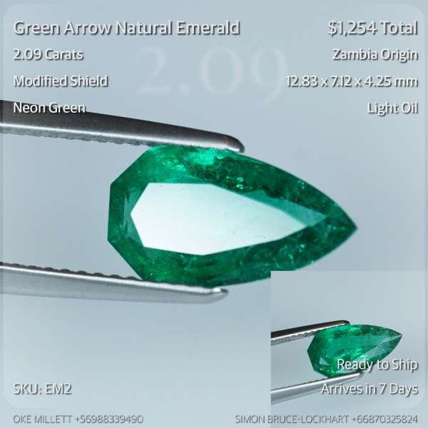 2.09CT Neon Green Emerald