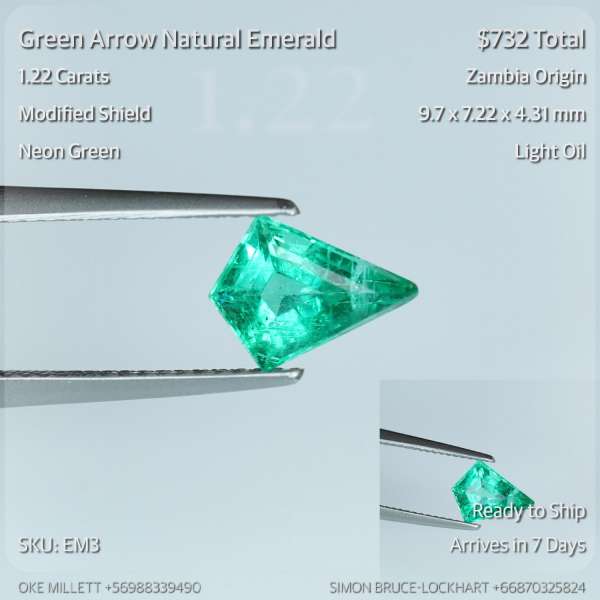 1.22CT Neon Green Emerald