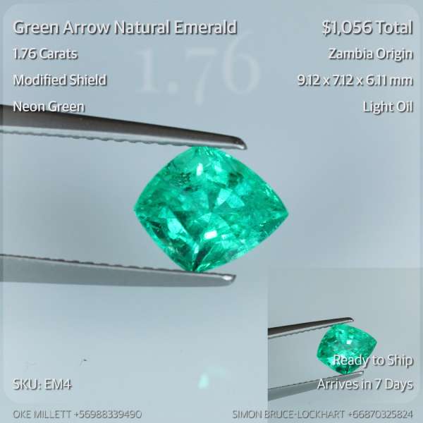 1.76CT Neon Green Emerald