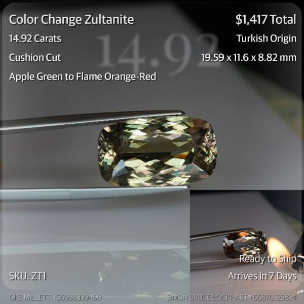 14.92CT Color Change Zultanite
